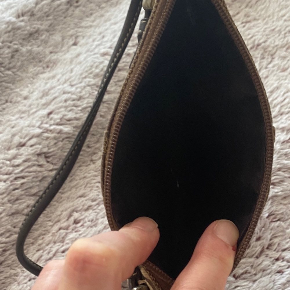 Coach Tan and Brown Signature Wristlet - Picture 3 of 4